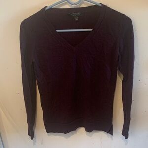 Banana Republic Deep Purple 100% Merino Wool Knit Top SZ XS